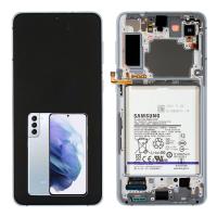 Samsung Galaxy S21 Plus G996 Touch + Lcd + Frame + Battery Phantom Silver Service Pack