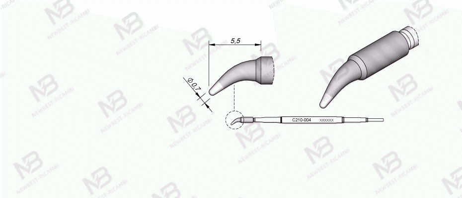 solder jbc  C210004 Conical Bent Ø 0.7