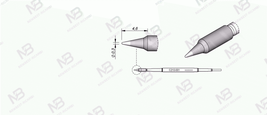 solder jbc  C210001 Cartridge Conical Ø 0. 3 S2