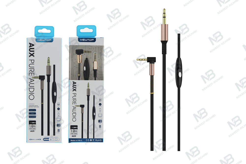 NEWTOP AUX06 CAVO AUX JACK 3.5MM M/M 1000MM CON MICROFONO