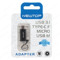 NEWTOP AD04 ADATTATORE TYPE-C A MICRO USB SOLO RICARICA nero/argento