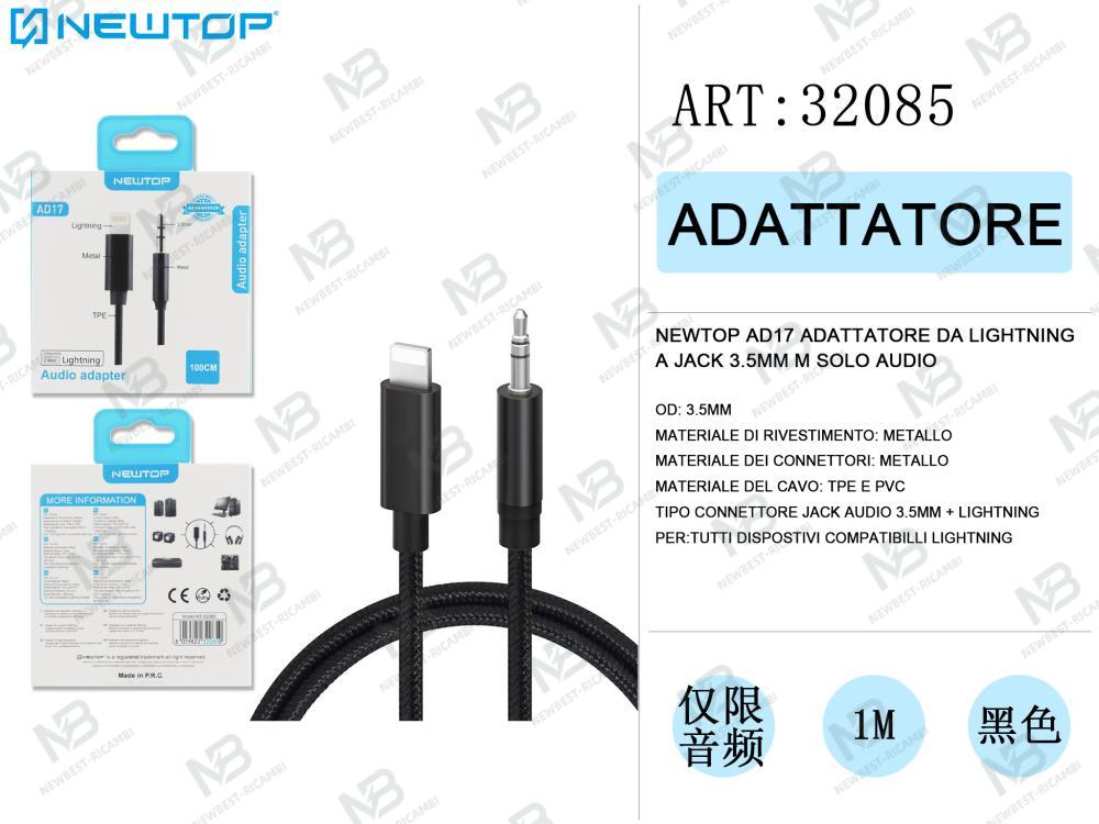 NEWTOP AD17 ADATTATORE DA LIGHTNING A JACK 3.5MM M SOLO AUDIO