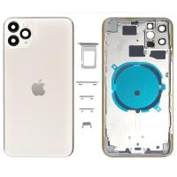 iPhone 11 Pro Max Back Cover + Frame Silver / White OEM