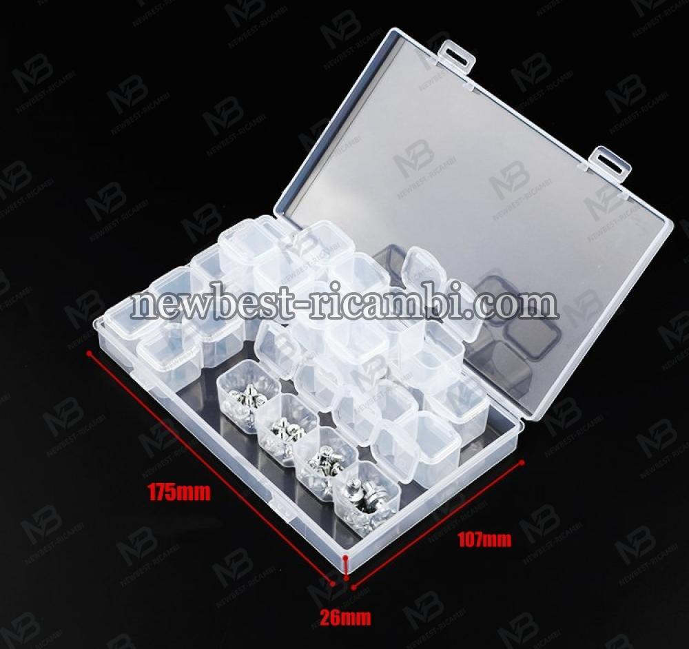 Plastic storage box with 28 compartments