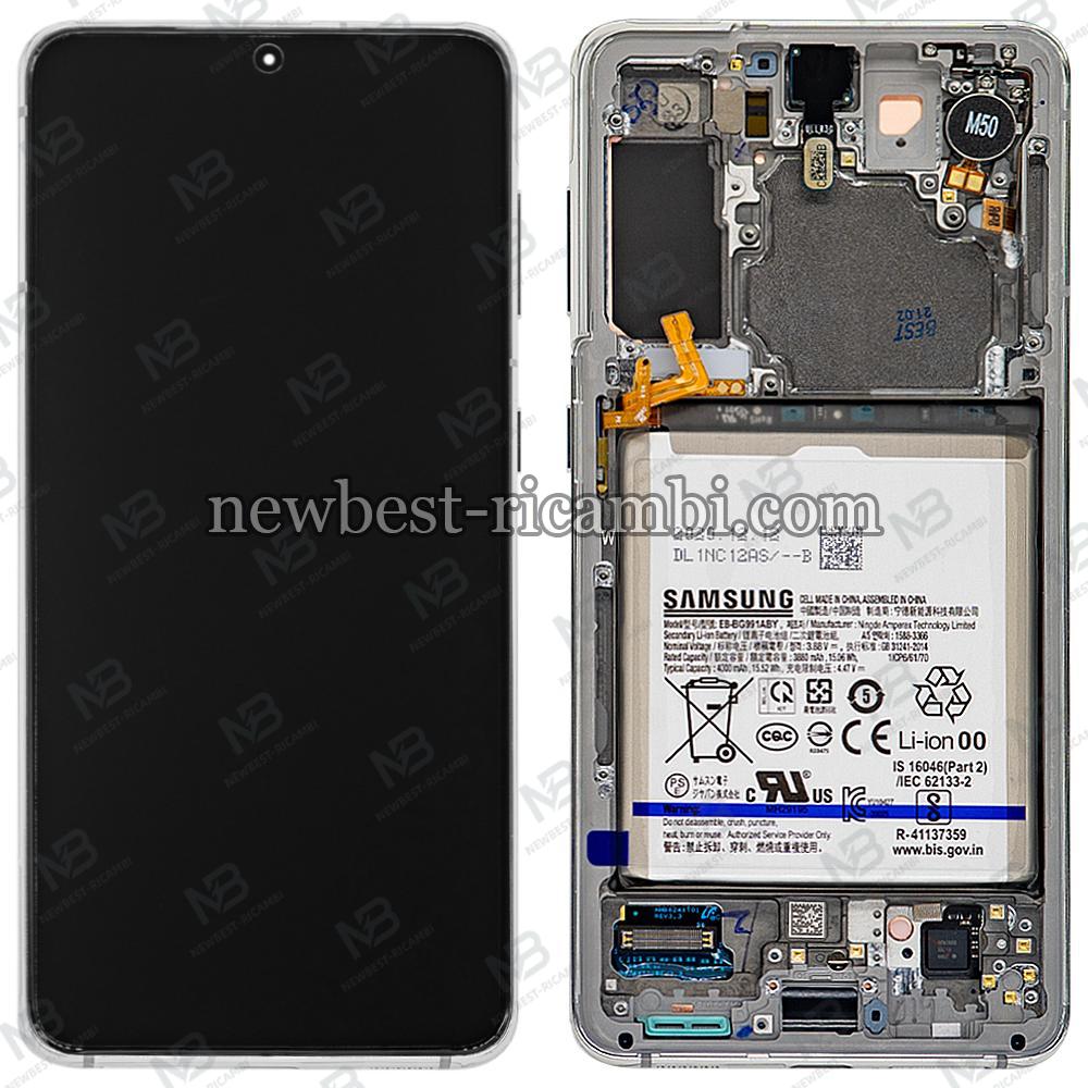 Samsung Galaxy S21 G991 Touch+Lcd+Frame+Battery Phantom White Service Pack