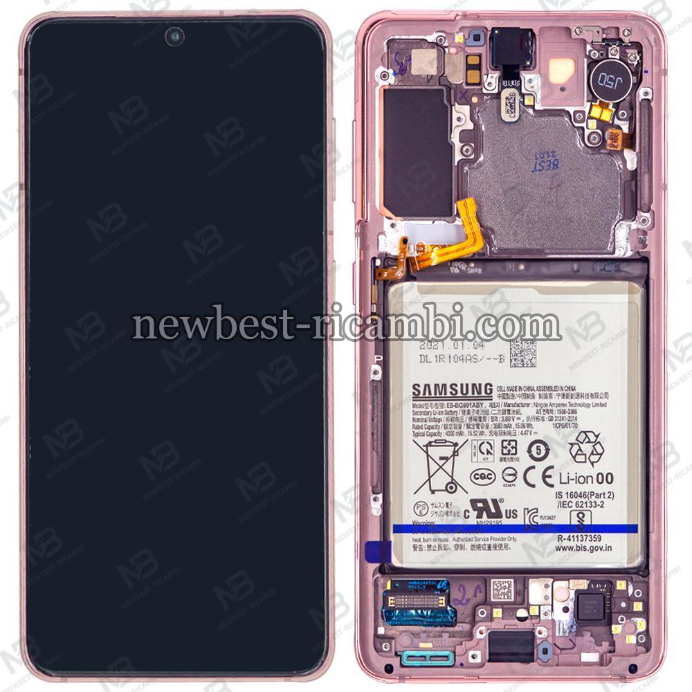 Samsung Galaxy S21 G991 Touch+Lcd+Frame+Battery Phantom Pink Service Pack