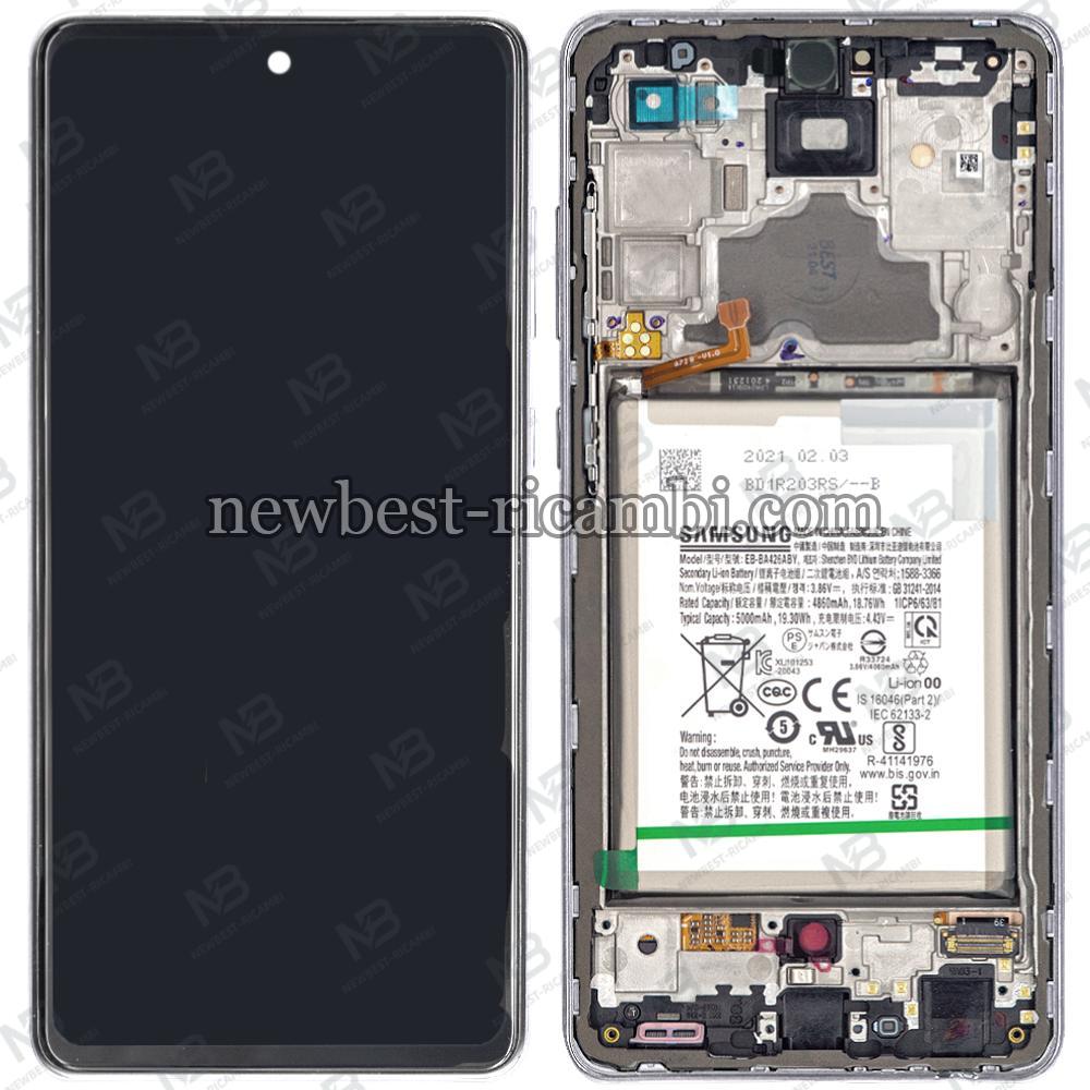 Samsung Galaxy A72 4G / 5G  A725 / A726 Touch + Lcd + Frame + Battery White Service Pack