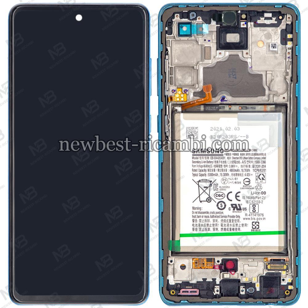 Samsung Galaxy A72 4G / 5G  A725 / A726 touch+lcd+frame+battery blue Original Service Pack
