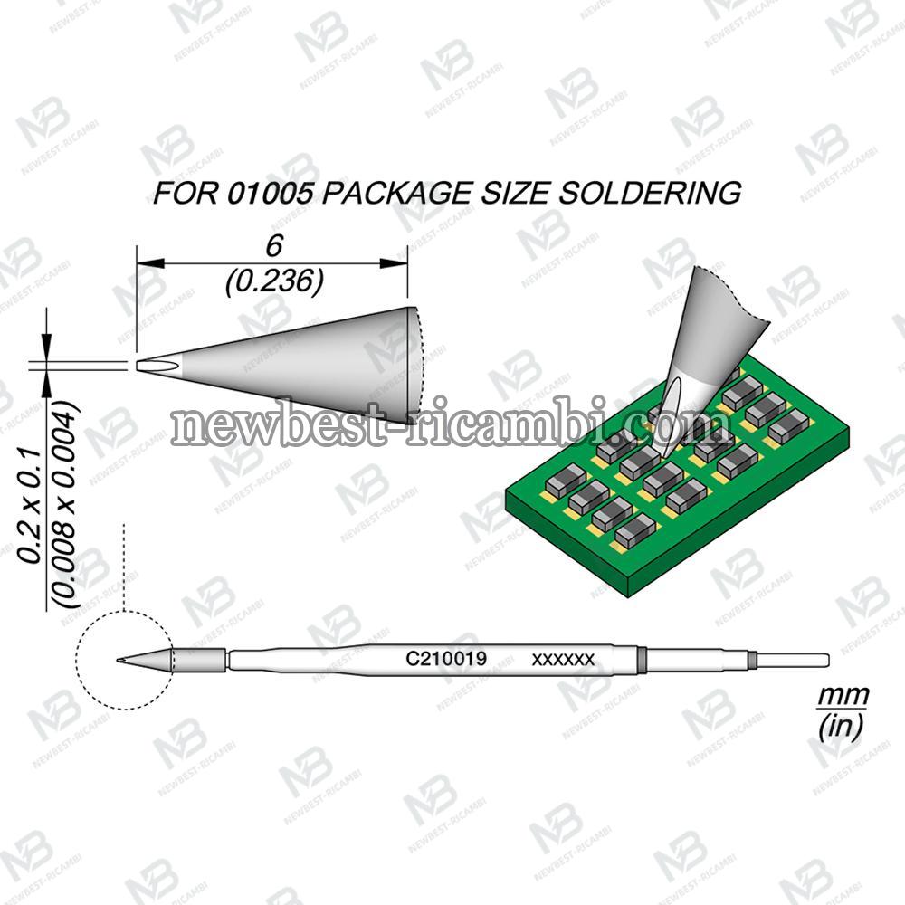 Solder Jbc  C210019 Cartridge Chisel 0.2 x 0.1