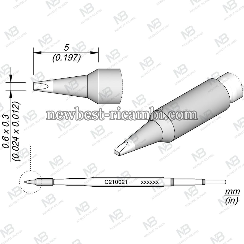 Solder Jbc  C210021 Cartridge Chisel 0.6 x 0.3