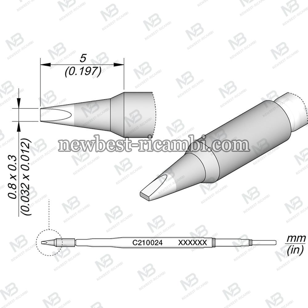 Solder Jbc  C210024 Cartridge Chisel 0.8 x 0.3