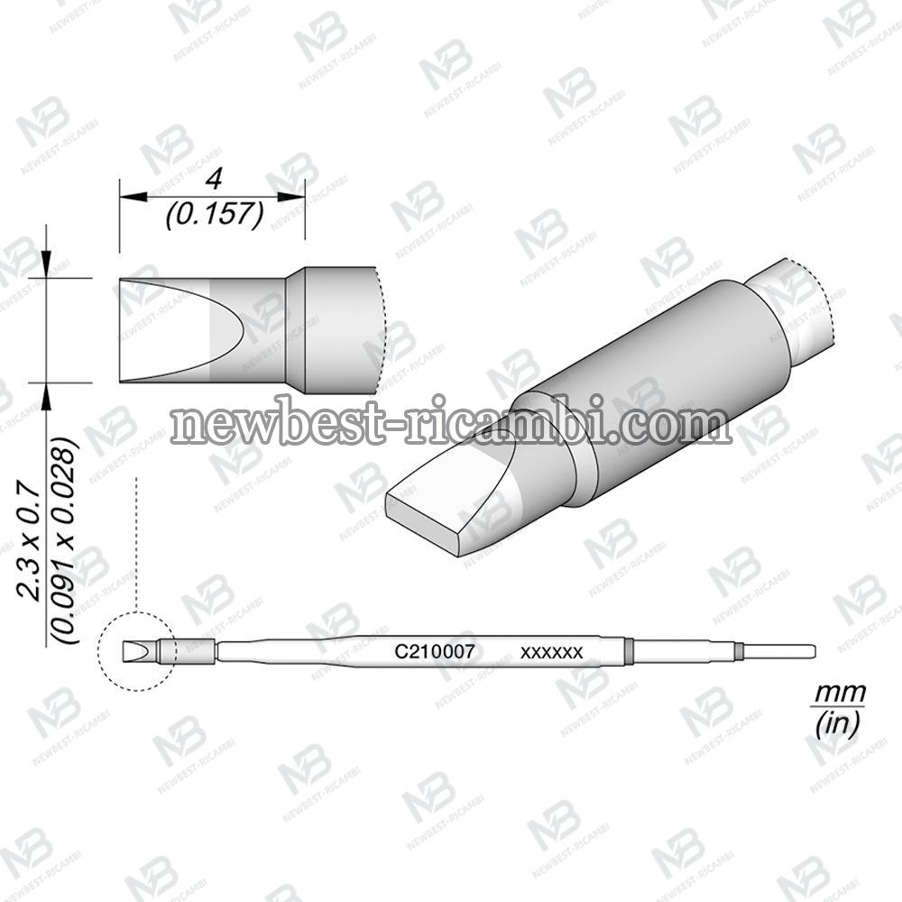 Solder Jbc  C210007 Cartridge Chisel 2.3 x 0.7