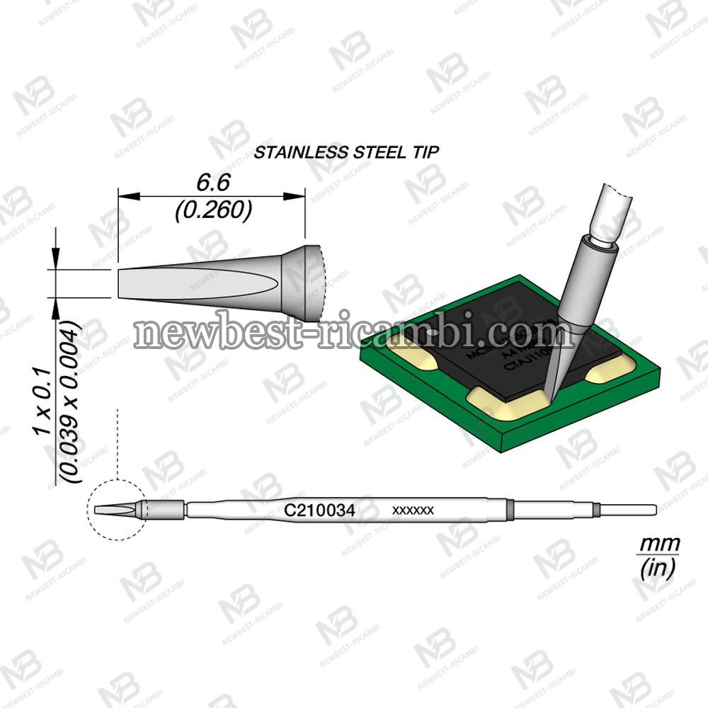 Solder Jbc C210034 Cartridge Conformal Coating Removal 1mm (Not For Soldering)