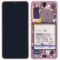 Samsung Galaxy S21 G991 Touch + Lcd + Frame + Battery Phantom Pink Service Pack
