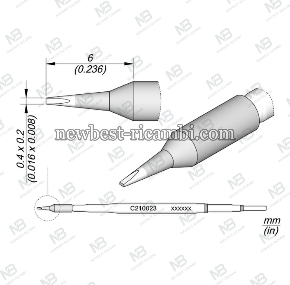 Solder Jbc  C210023 Cartridge Chisel 0.4 x 0.2