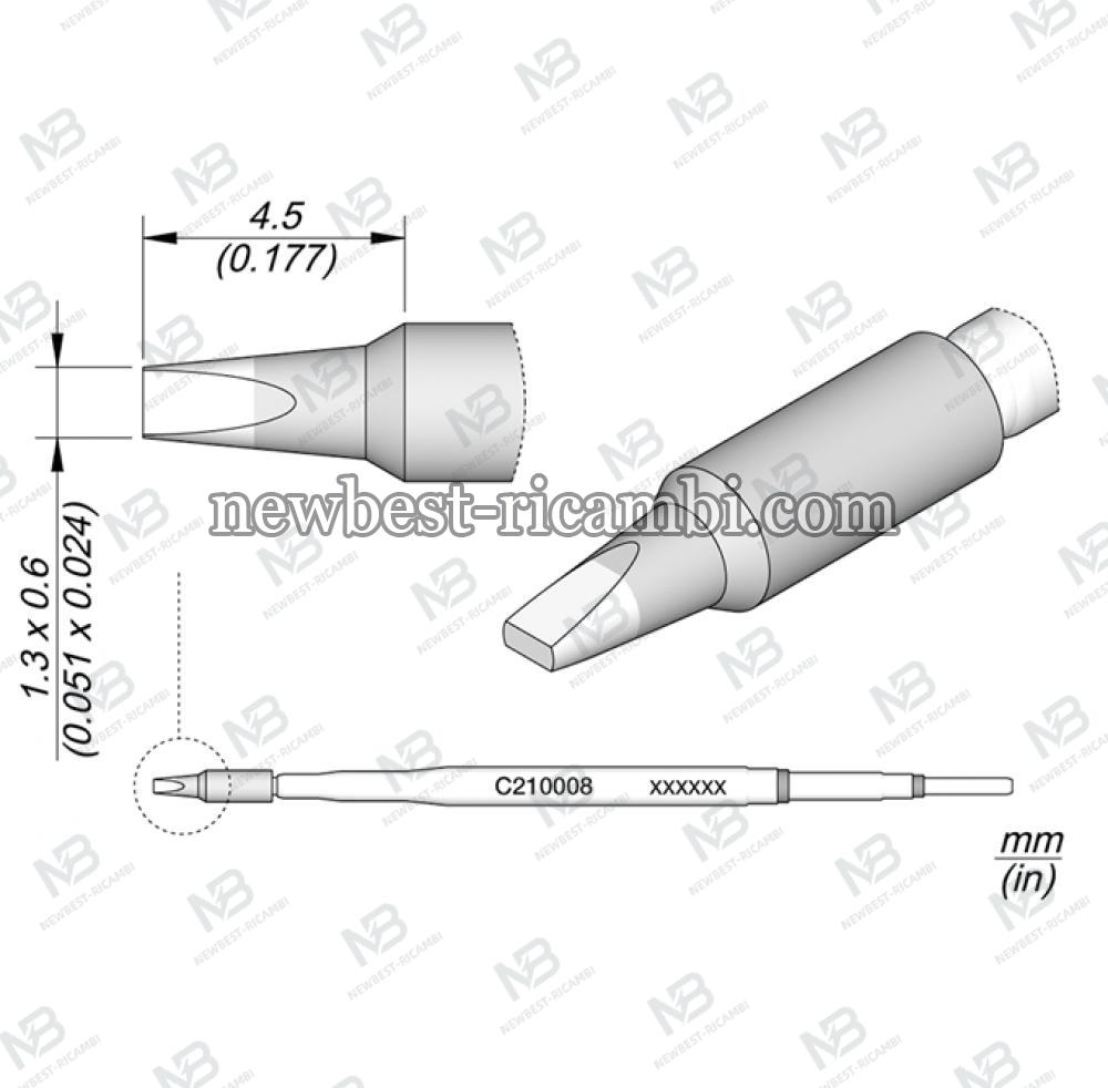 Solder Jbc  C210008 Cartridge Chisel 1.3 x 0.6