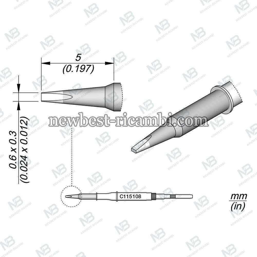 Solder Jbc C115108 Cartridge Chisel 0.6x0.3