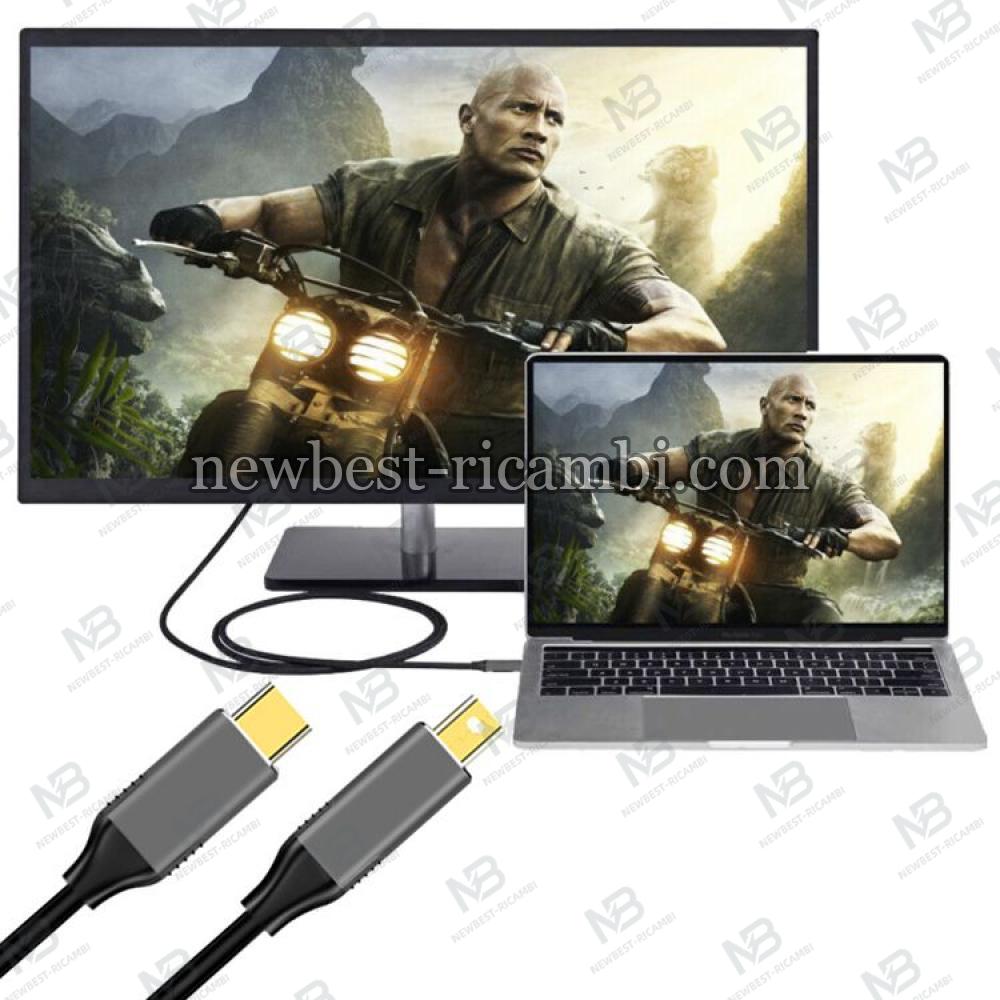 4K 60Hz USB-C 3.1 To Mini Display Port 1.8m Cable