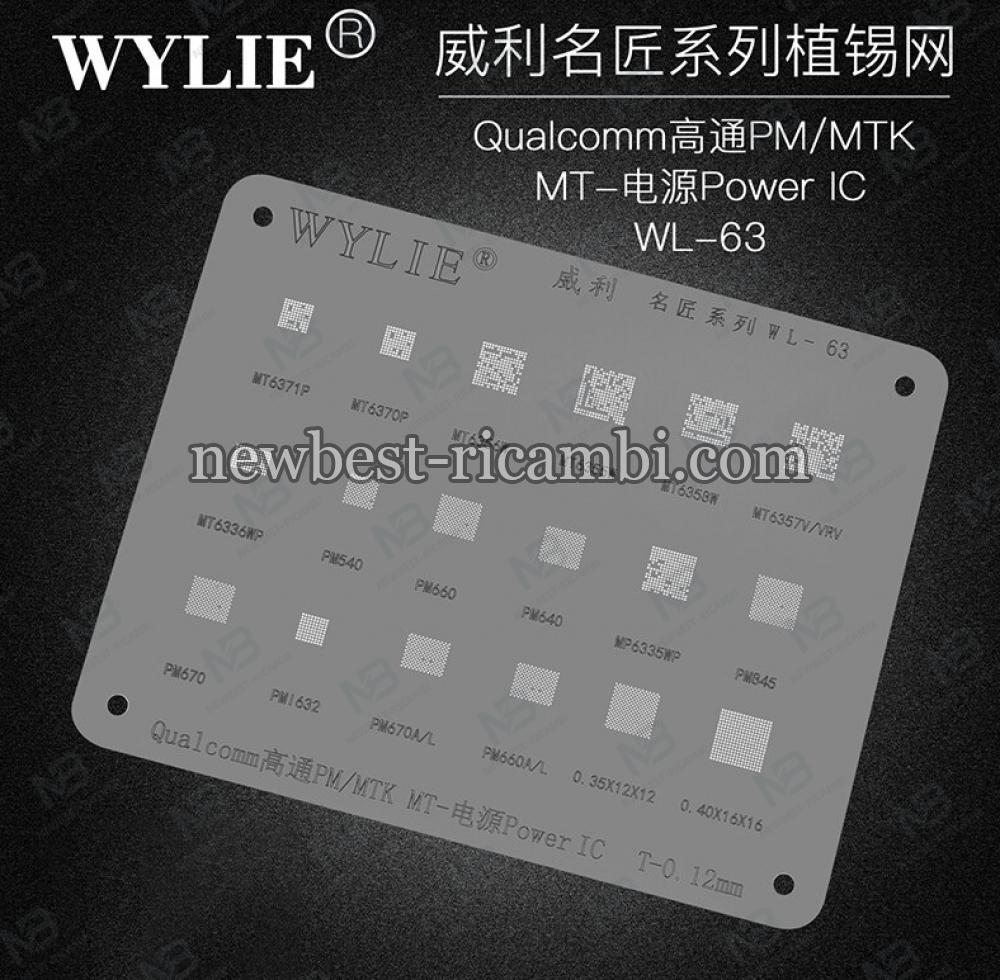 WL-63 BGA Reballing Stencil PM670 PM845 PM660 PM540 PM640 PM660A PM660L MT6371P PM670A PM670L PMI632 PM MTK MT Power IC