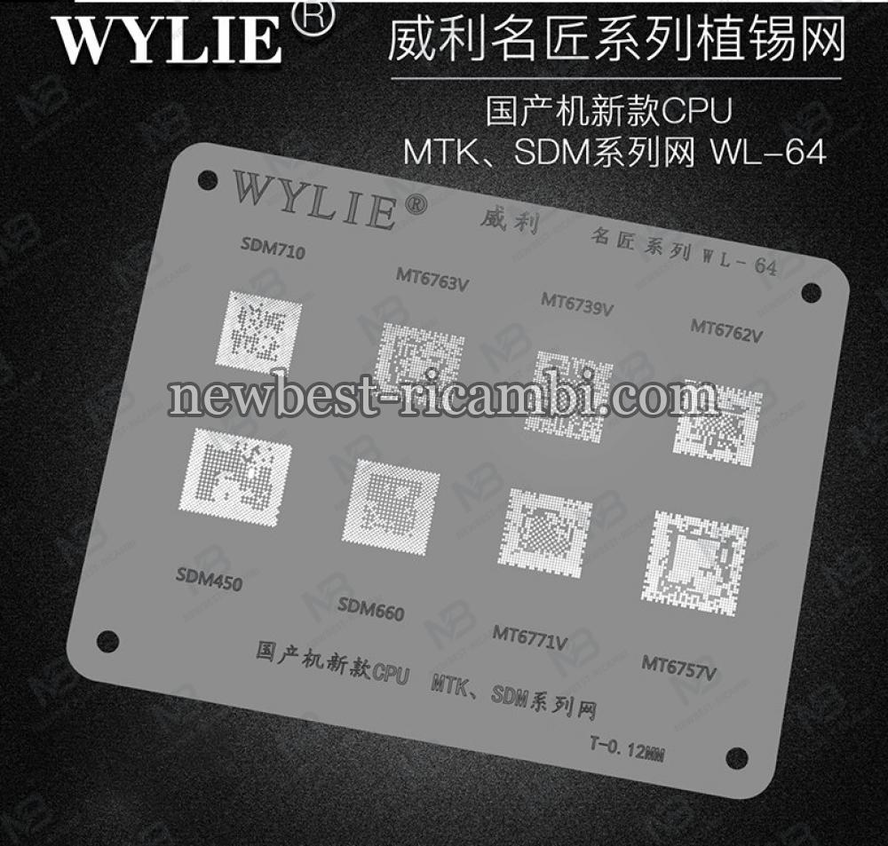 Wylie WL-64 BGA Reballing Stencil SDM450 SDM660 MT6771V MT6757V SDM710 MT6763V MT6739V MT6762V CPU MTK SDM IC Chip Tin N