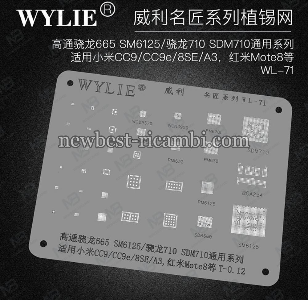 Wylie WL-71 BGA Reballing Stencil For Xiaomi CC9/CC9e/8SE/A3/Redmi Note 8 BGA254 SDM665 SM6125/SDM710 CPU RAM Power WiFi
