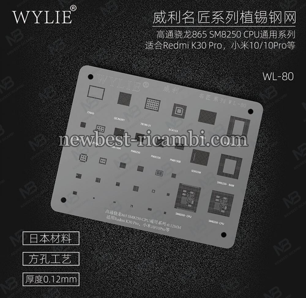 Wylie WL-80 BGA Reballing Stencil for Xiaomi Redmi K30Pro K30 Pro MI 10/10Pro Qualcomm 865 SM8250 CPU RAM Chip IC Tin Pl