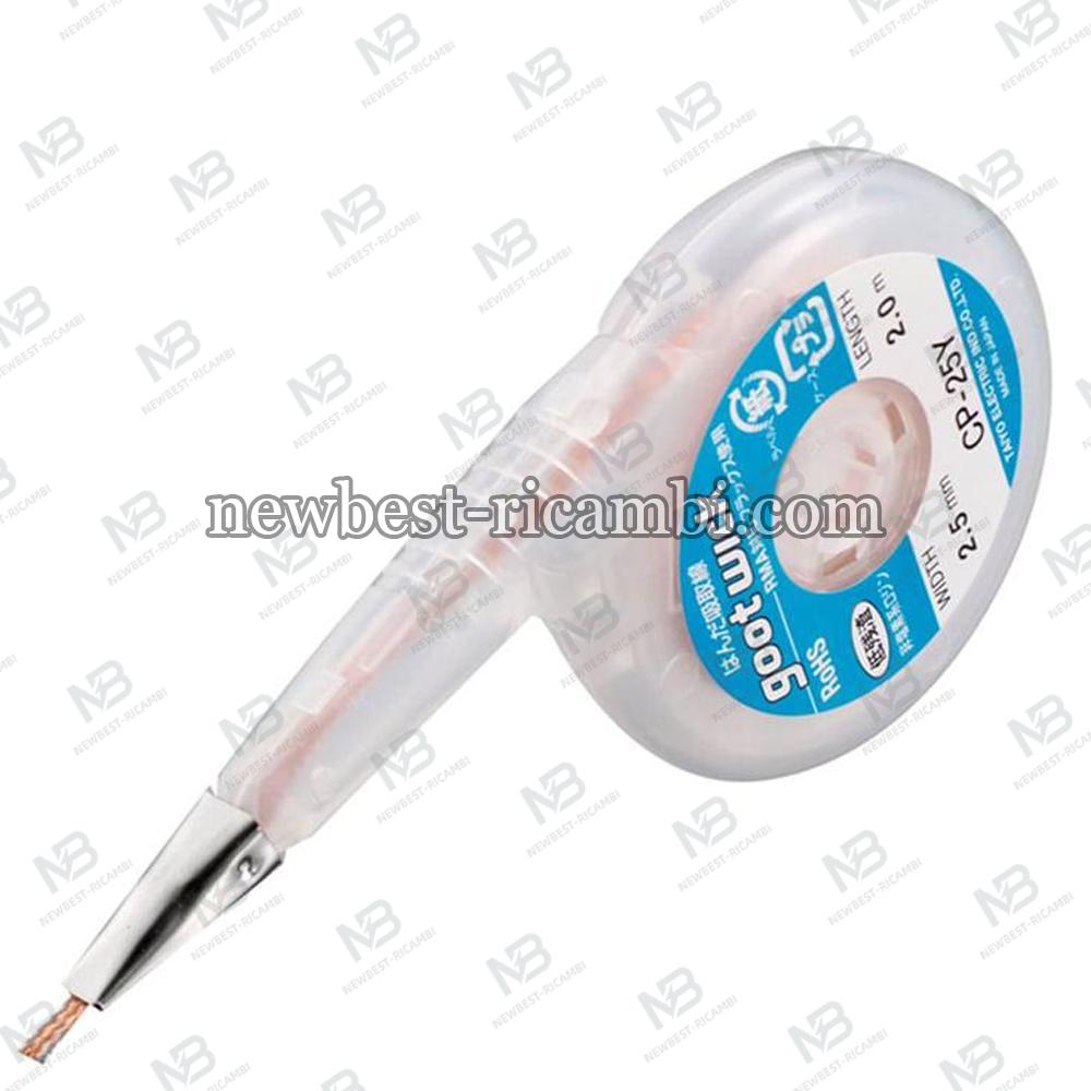 Goot Wick CP-25Y BGA Desoldering Wick Wash Flux Wire Soldering Remover With Stainless Steel Mouth Width 2.5mm