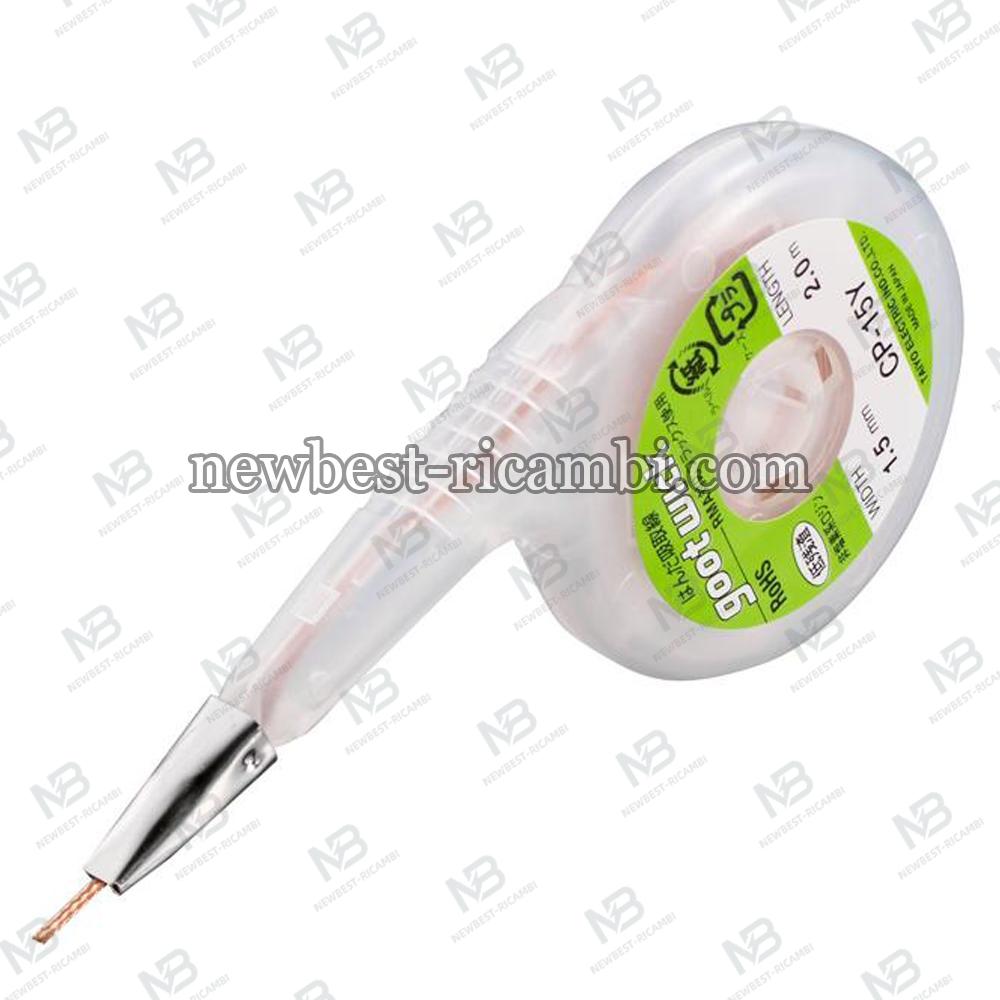 Goot Wick CP-15Y BGA Desoldering Wick Wash Flux Wire Soldering Remover With Stainless Steel Mouth Width 1.5mm