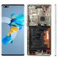 Huawei Mate 40 Pro Touch + Lcd + Frame + Battery Silver service Pack