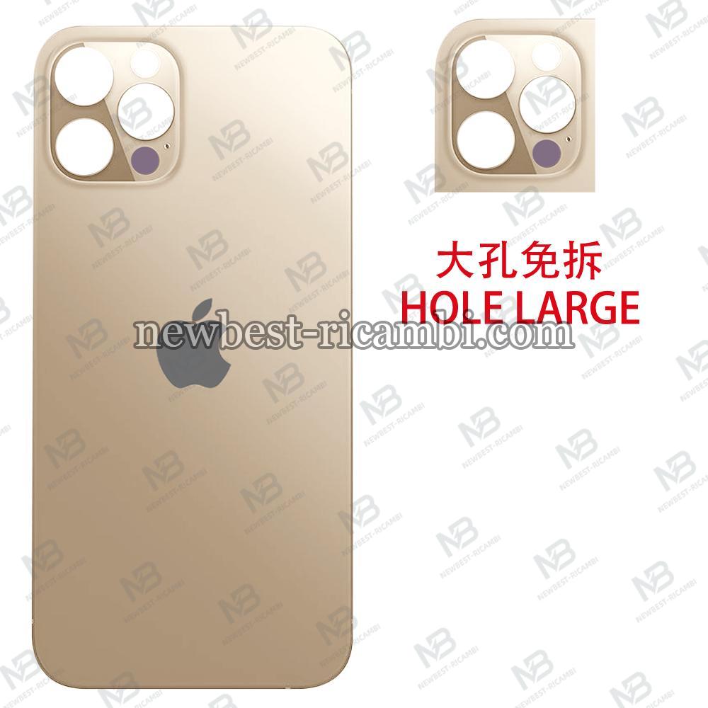 iPhone 12 Pro back cover glass camera hole large gold