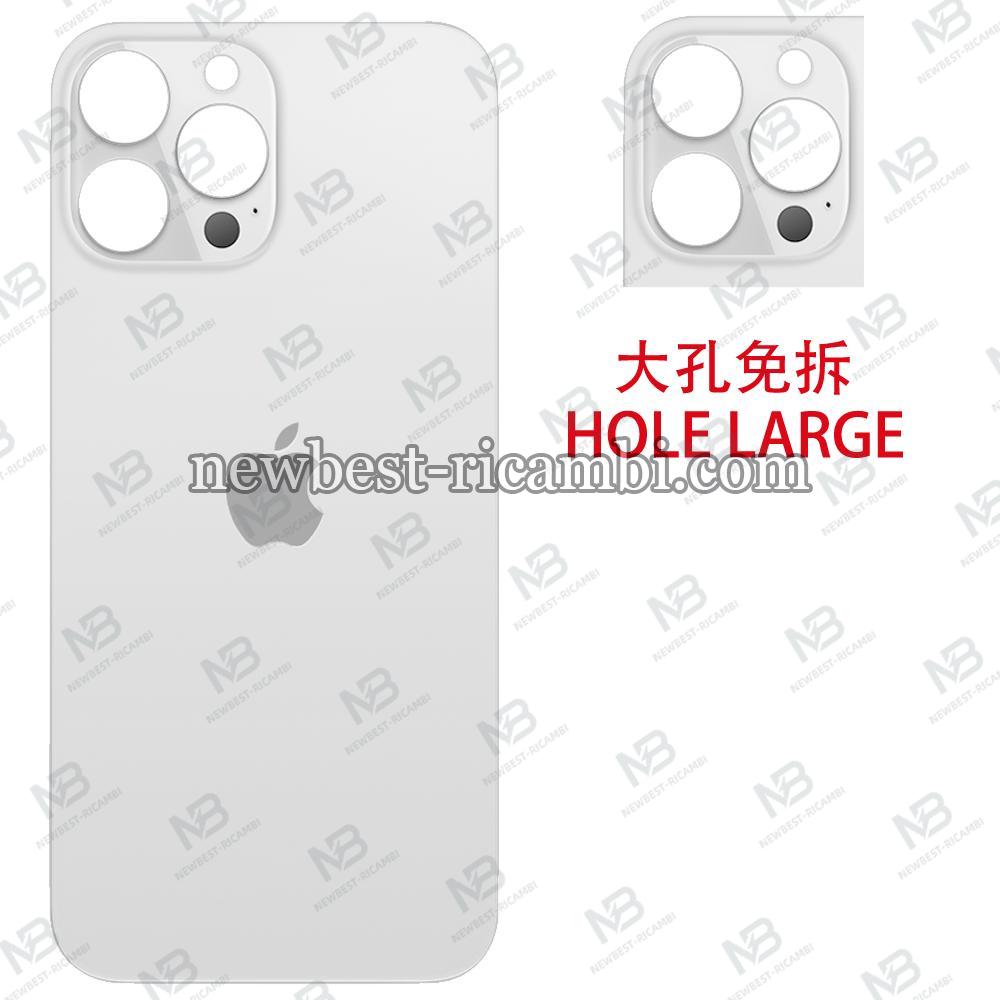 iPhone 13 Pro Max Back Cover Glass Hole Large Silver / White