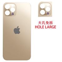 iPhone 12 Pro back cover glass camera hole large gold