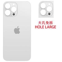 iPhone 13 Pro Max Back Cover Glass Hole Large Silver / White