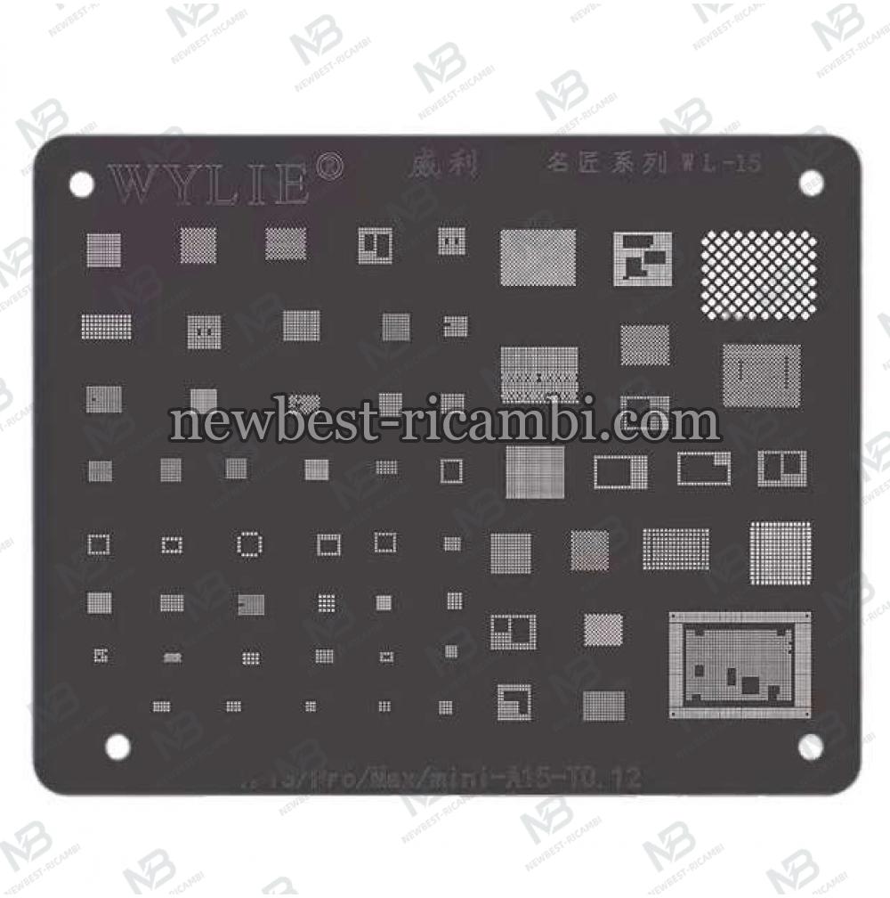 Wylie WL-15 BGA Reballing Stencil For iPhone 13/13 Mini/13 Pro/13 Pro Max A7-A15 CPU RAM Power Nand Chip IC