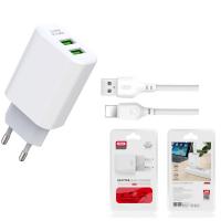 Xo Design Wall Charger L85C 2.4A 12W 2 X USB With Lightning Cable White In Blister