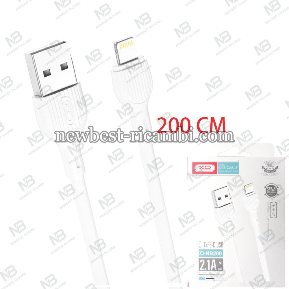 XO Design Cable USB To Lightning NB200 2M 2.1A White In Blister