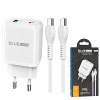BLUE Power Wall Charger BCN5 PD20W+QC3.0 with Type C Cable White In Blister