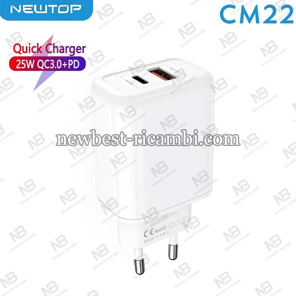 NEWTOP CM22 CARICATORE SUPER FASTCHARGER QC 3.0 + TYPE-C 25W PD 3.0