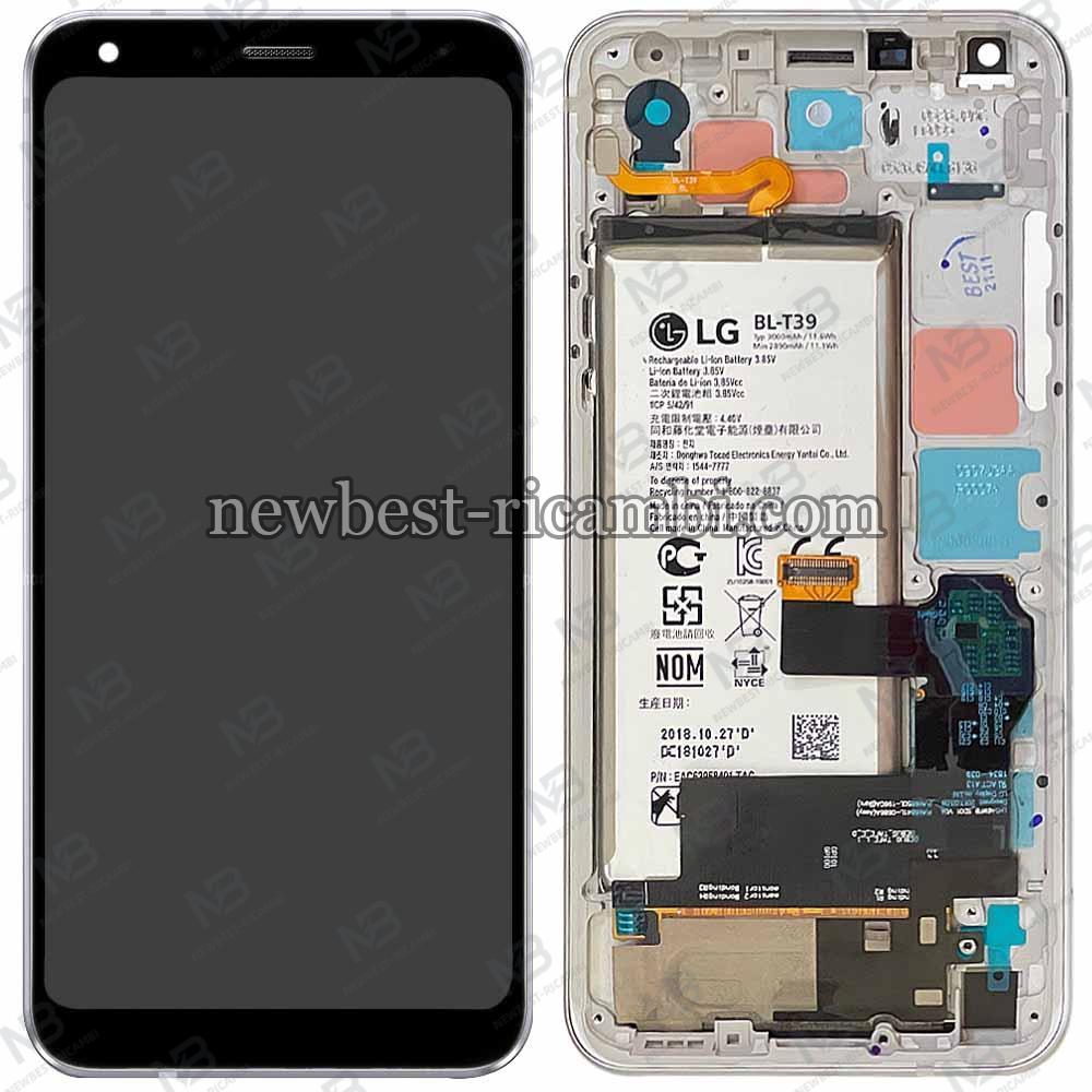 LG Q7 LMQ610EM touch+lcd+frame+battery mono sim silver