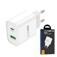 Wall Charger Blue Power BC80A 20W 3A 1 X USB-A - 1 X USB-C White In Blister