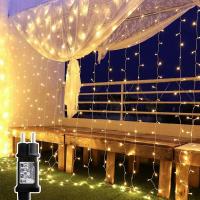 LED Light Curtain 3x3 M Outdoor Christmas Light Curtain IP44 White In Blister