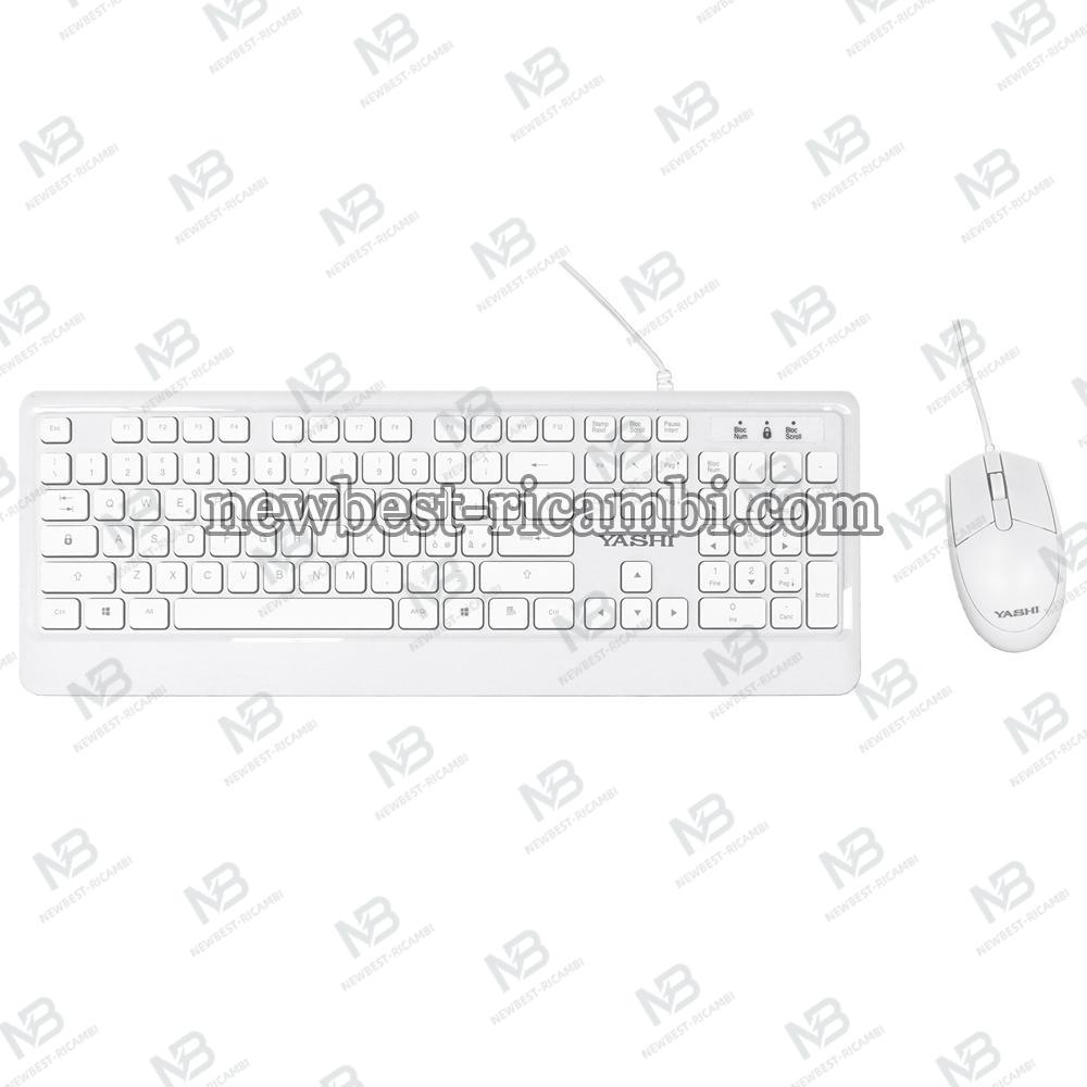 Yashi MY536 Exclusive Keyboard + Mouse Usb Kit (Italian) White In Blister