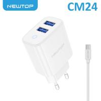 NEWTOP CM24 CARICATORE DA MURO SIMPLE 2 USB 2.1A CON CAVO TYPE-C
