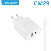 NEWTOP CM29 CARICATORE QC3.0 18W + PD 20W CON CAVO TYPE-C/LIGHTNING