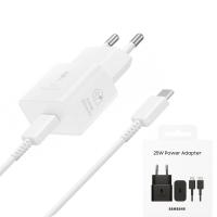 Wall Charger Samsung 25W 3A, 1 X USB-C With USB-C Cable White EP-T2510XWEGEU In Blister