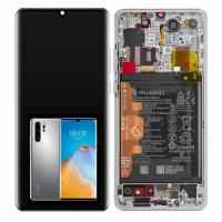 Huawei P30 Pro Touch + Lcd + Frame Battery Silver Service Pack