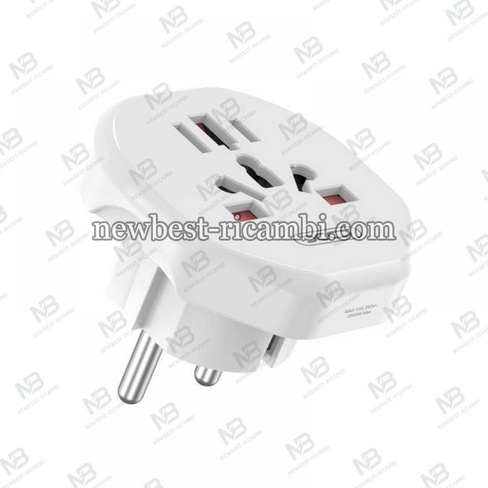 Plug Adapter XO DESIGN WL23 UK To Europe White