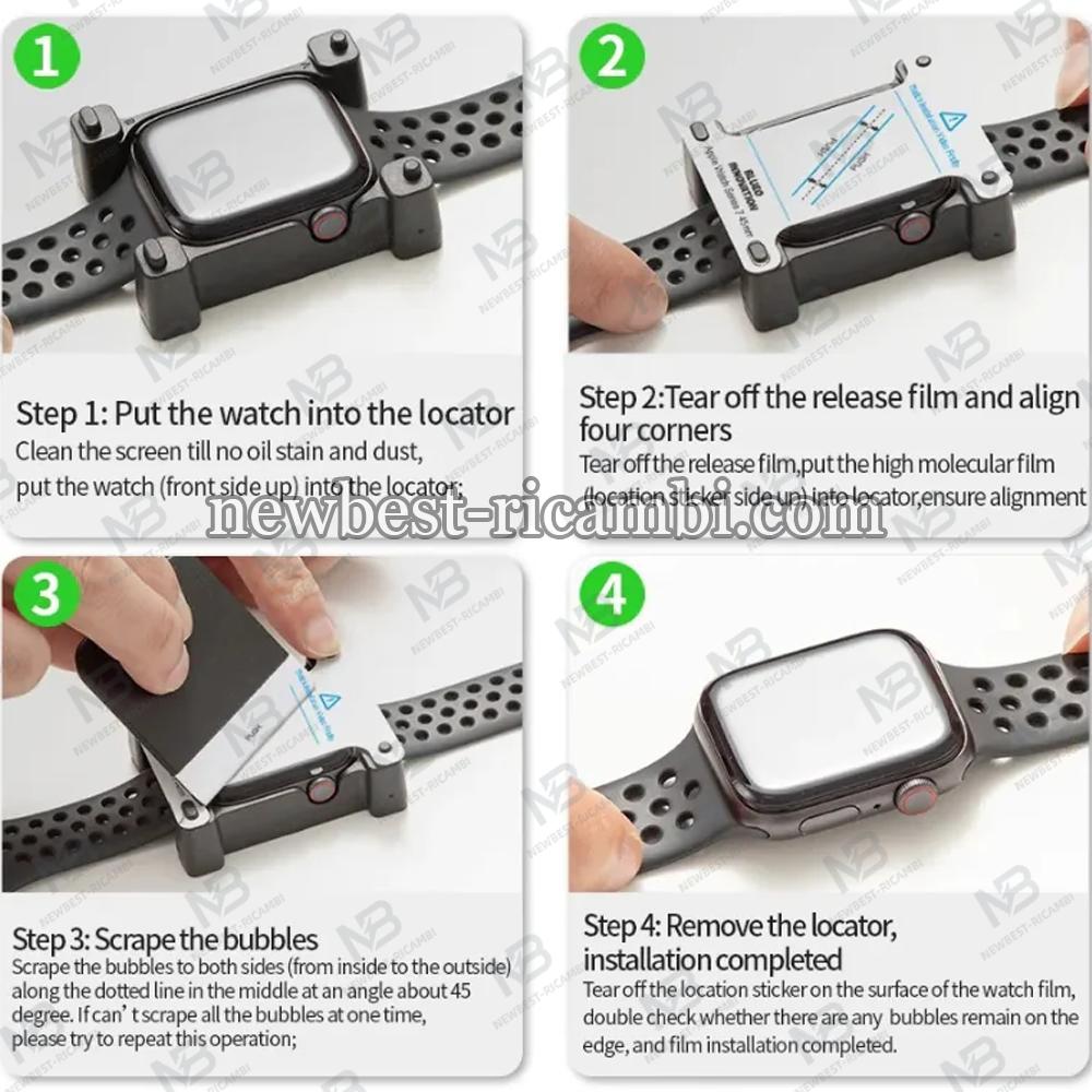 Blueo A Watch 3D Curved Edge Full Glue Protector Apple iWatch 7 / 8 / 9 45MM Black In Blister