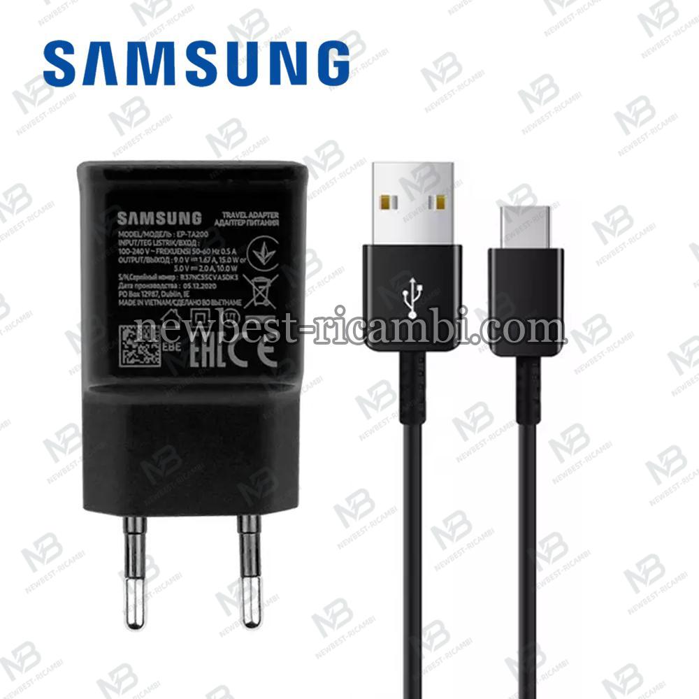 Wall Charger Samsung EP-TA200B + DG970BBE 15W 2A 1 x USB-A USB-C Cable Black Bulk Used Grade A