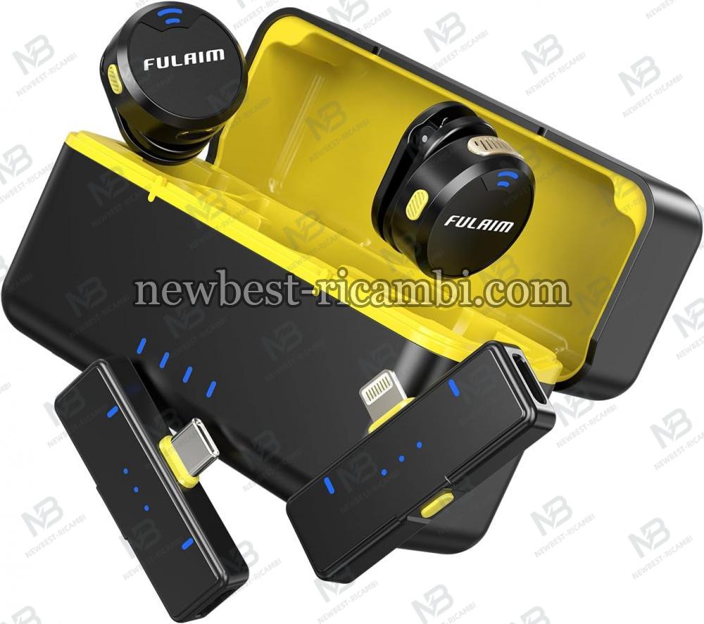 FULAIM X3 Wireless Lavalier Microphone with 32H Charging Case for iPhone/Android/PC in Black in Blister